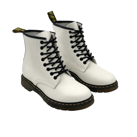 Dr Martens 1460 White Smooth Leather Lace Up Combat Boots Women’s 9 EU40 NWOT - Picture 1 of 13